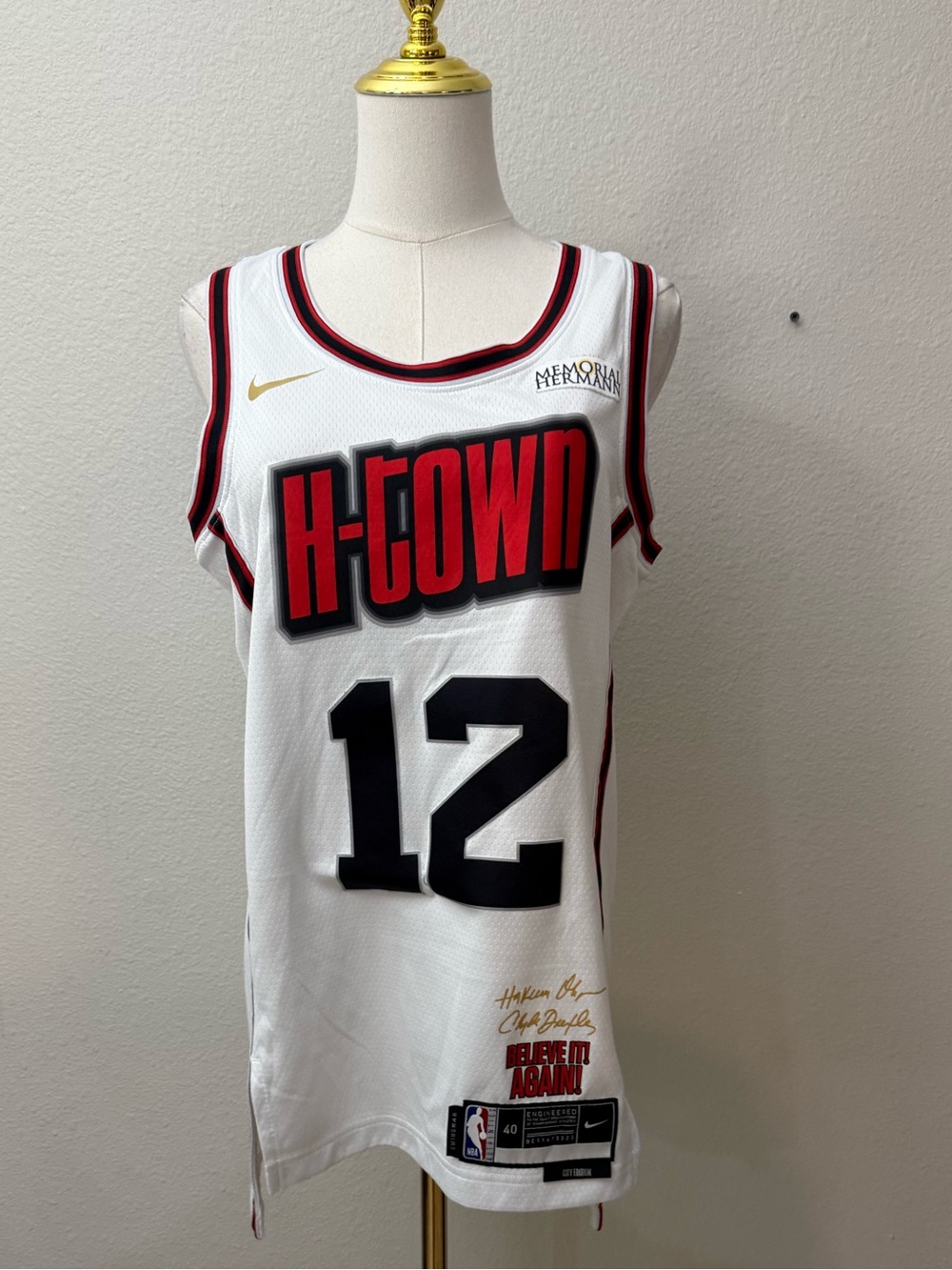 NBA White Red Black 'Believe It! Again!' Signed City Edition Jersey Adams